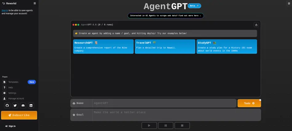 AgentGPT - Ai Tool Mapper