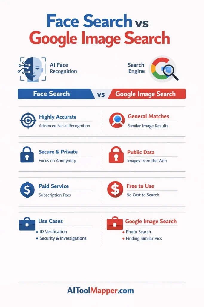 Face Search vs Google Image Search - AIToolMapper.com