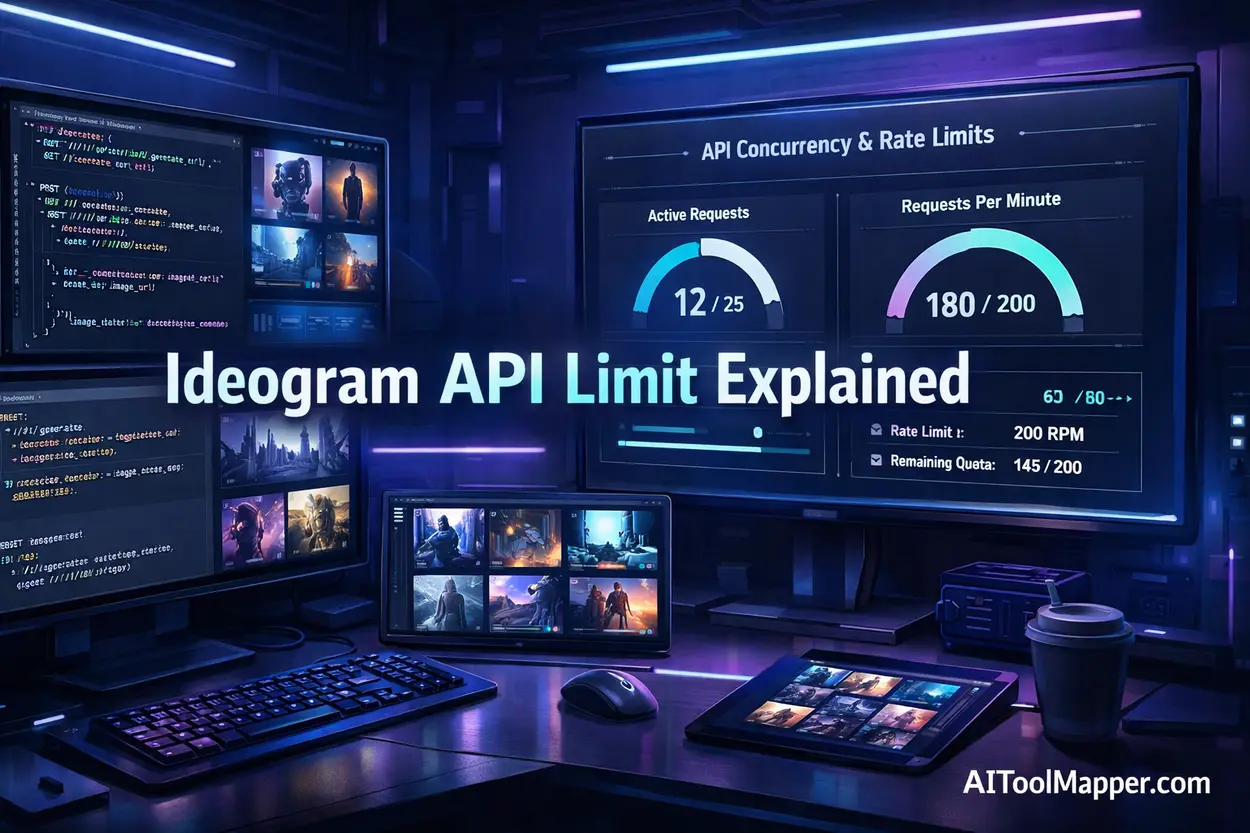 Futuristic developer workspace with API dashboard