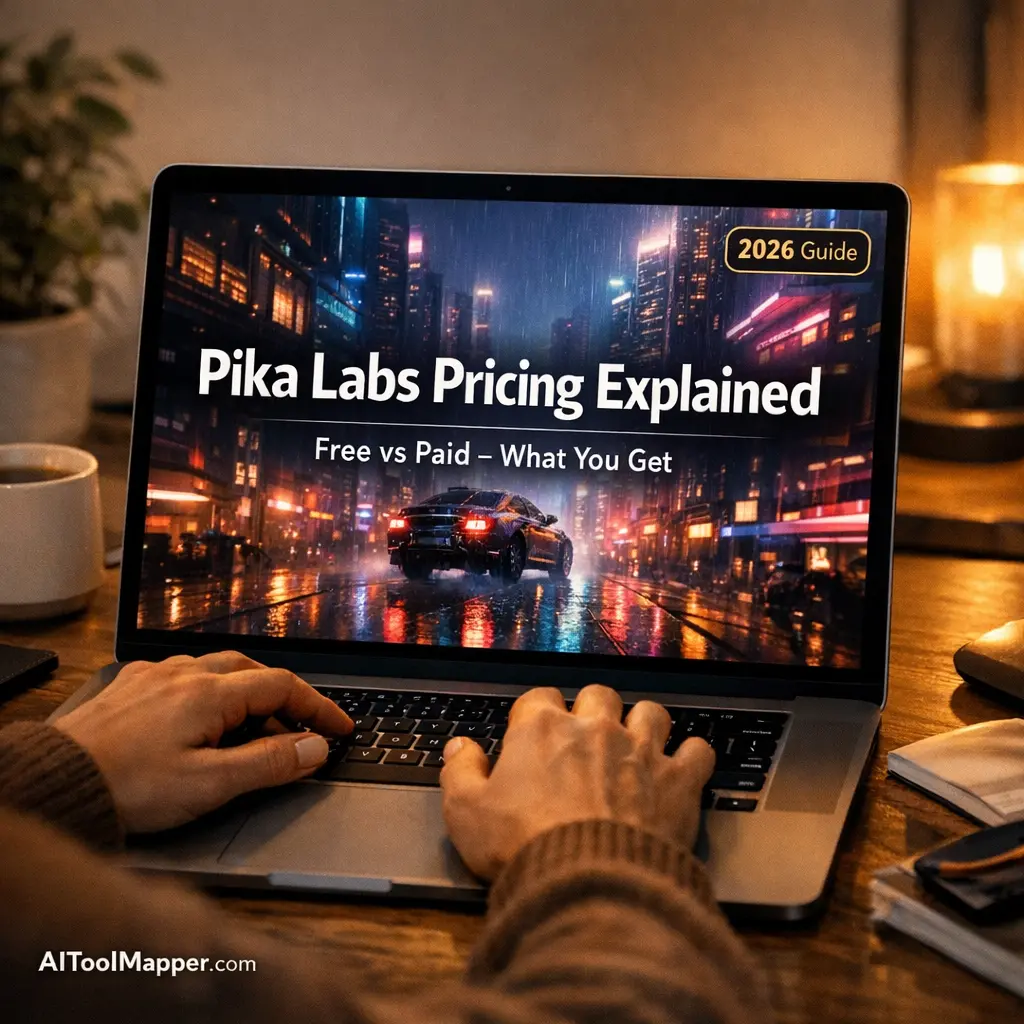 Pika Labs pricing guide on laptop