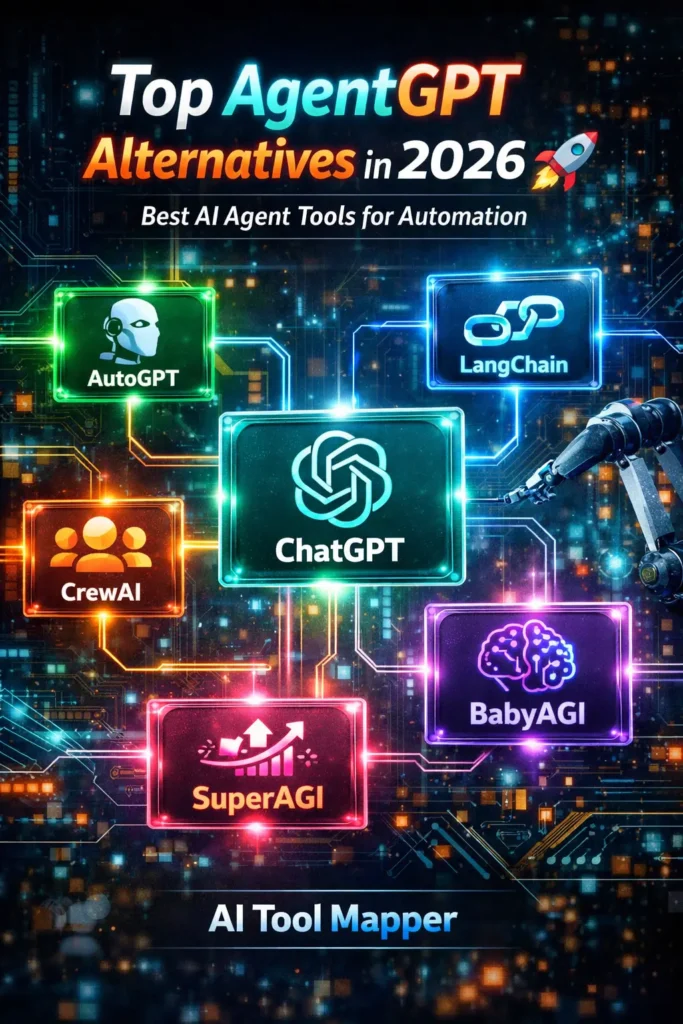 Top AgentGPT alternatives infographic AI agent tools automation Pinterest