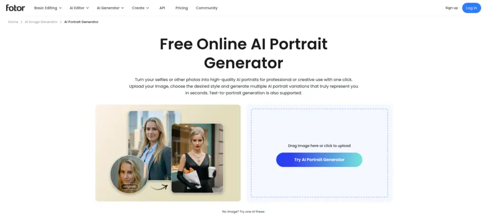 Fotor - Free Online AI Portrait Generator