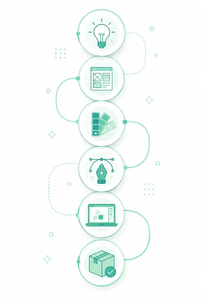 AI-powered design workflow showing ideation prototyping design creation and optimization process