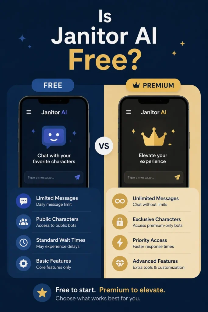 Is Janitor AI free to use with free and premium features comparison