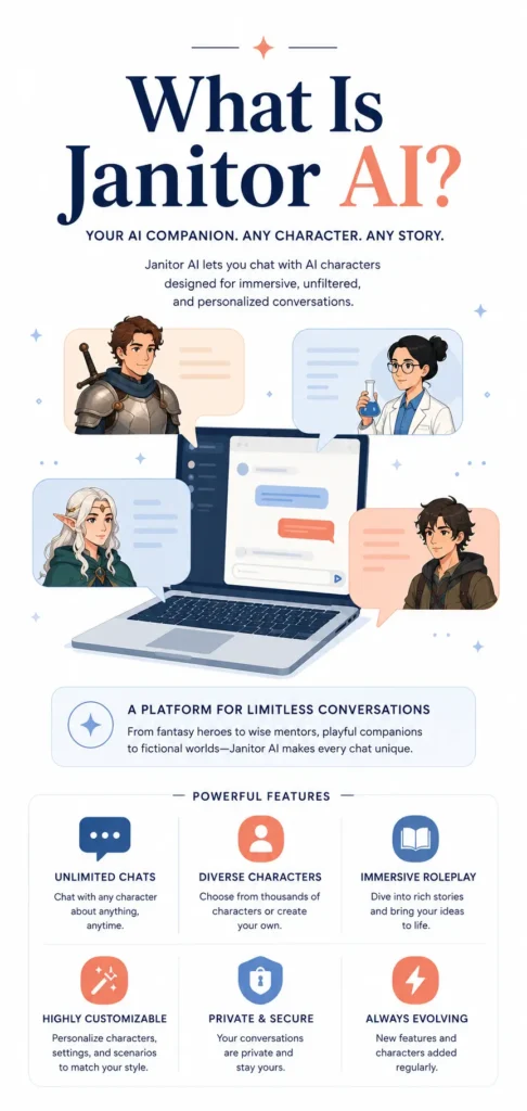 What is Janitor AI platform for AI character chats, roleplay conversations, and custom chatbot creation